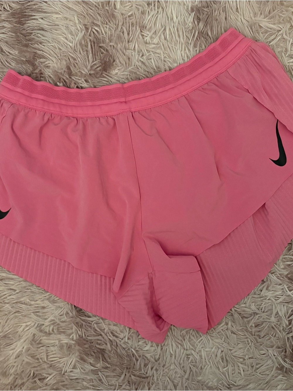 Nike Women’s Bright Pink Athletic Running Shorts with Black Swoosh - Picture 1 of 4